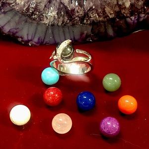 Elegant Silver Ring with Interchangeable Gemstones